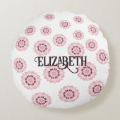 Gepersonaliseerd roze bloempatroon rond kussen (Voorkant)