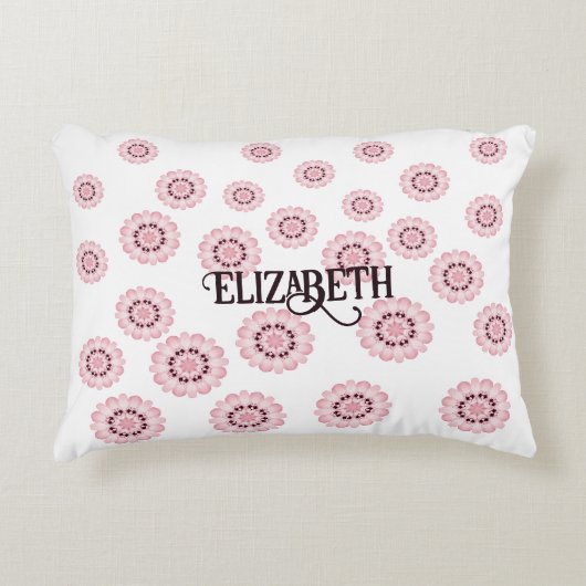 Gepersonaliseerd roze bloempatroon Ronde kussen (Voorkant)