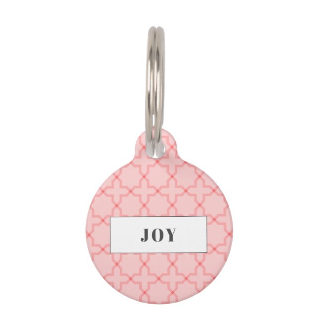 Gepersonaliseerd Roze Blush Patroon Huisdierpenning (Voorkant)