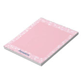 Gepersonaliseerd roze Bokeh Lijst Notitieblok (Linkerzijde)