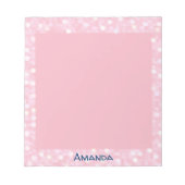 Gepersonaliseerd roze Bokeh Lijst Notitieblok (Voorkant)