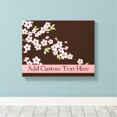 Gepersonaliseerd roze/bruin Dogwood Blossom Canvas Afdruk (Insitu (Houten vloer))
