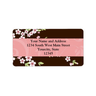 Gepersonaliseerd roze/bruin Dogwood Blossom Etiket