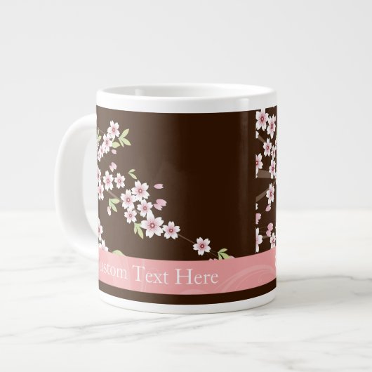 Gepersonaliseerd roze/bruin Dogwood Blossom Grote Koffiekop (Links)