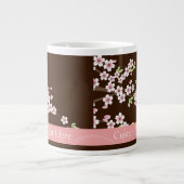 Gepersonaliseerd roze/bruin Dogwood Blossom Grote Koffiekop (Voorkant)