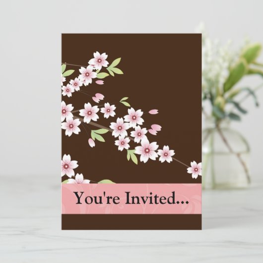 Gepersonaliseerd roze/bruin Dogwood Blossom Kaart (Staand voorkant)