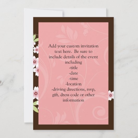 Gepersonaliseerd roze/bruin Dogwood Blossom Kaart (Achterkant)