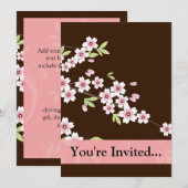 Gepersonaliseerd roze/bruin Dogwood Blossom Kaart (Voorkant / Achterkant)