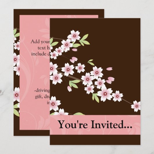 Gepersonaliseerd roze/bruin Dogwood Blossom Kaart (Voorkant / Achterkant)