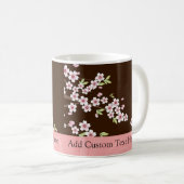 Gepersonaliseerd roze/bruin Dogwood Blossom Koffiemok (Voorkant rechts)