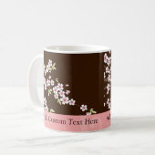 Gepersonaliseerd roze/bruin Dogwood Blossom Koffiemok (Voorkant links)
