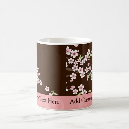 Gepersonaliseerd roze/bruin Dogwood Blossom Koffiemok (Center)