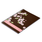 Gepersonaliseerd roze/bruin Dogwood Blossom Notitieboek (Linkerzijde)