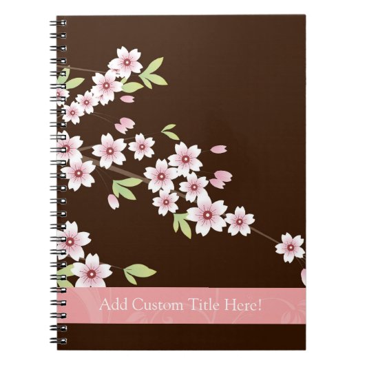 Gepersonaliseerd roze/bruin Dogwood Blossom Notitieboek (Voorkant)