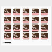 Gepersonaliseerd roze/bruin Dogwood Blossom Vierkante Sticker (Vel)