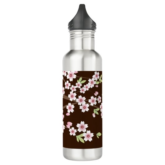 Gepersonaliseerd roze/bruin Dogwood Blossom Waterfles (Links)