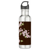 Gepersonaliseerd roze/bruin Dogwood Blossom Waterfles (Voorkant)