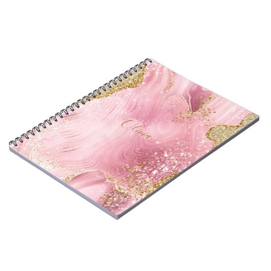 Gepersonaliseerd roze bruin roze roze roze roodbru notitieboek (Linkerzijde)