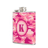 Gepersonaliseerd roze Camoppatroon Heupfles (Links)