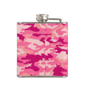 Gepersonaliseerd roze Camoppatroon Heupfles (Achterkant)