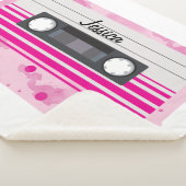 Gepersonaliseerd roze Cassettebandje met Waterverf Sherpa Deken (3/4)