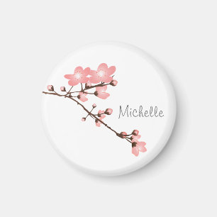 Gepersonaliseerd roze Cherry Blossom 2 "Square Mag Magneet