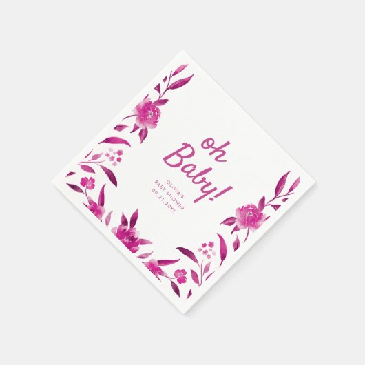 Gepersonaliseerd roze Chinoiserie baby shower Servet (Hoek)