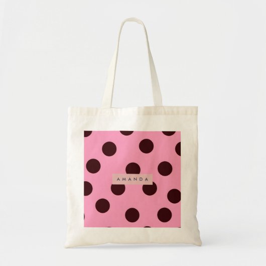 Gepersonaliseerd Roze & Chocolade Stippenpatroon Tote Bag (Voorkant)