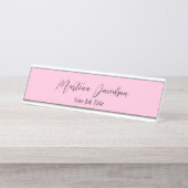 Gepersonaliseerd roze creatief handschrift bureau naambordje (Voorkant)