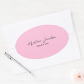 Gepersonaliseerd roze creatief handschrift ovale sticker (Envelop)