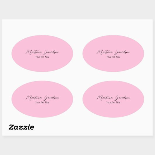 Gepersonaliseerd roze creatief handschrift ovale sticker (Vel)
