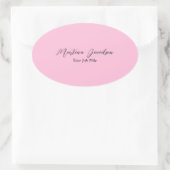 Gepersonaliseerd roze creatief handschrift ovale sticker (Tas)