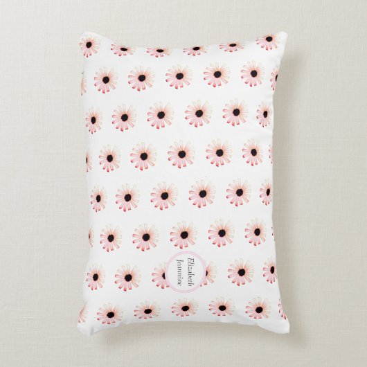 Gepersonaliseerd roze daisy patroon accent kussen (Voorkant(Verticaal))