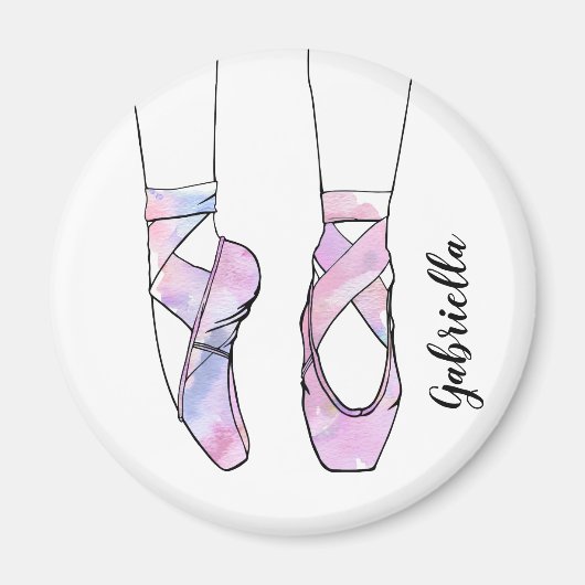 Gepersonaliseerd roze dansballet magneet (Voorkant)
