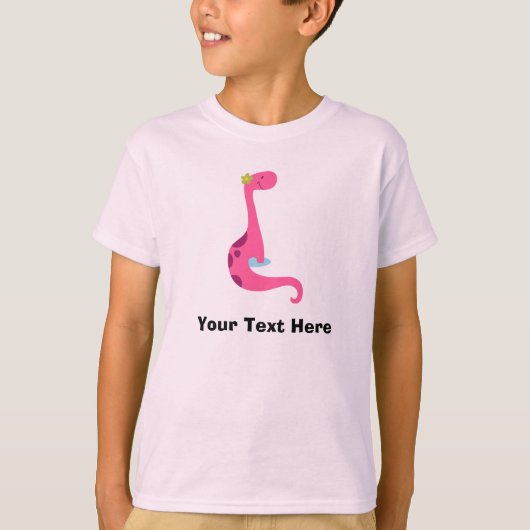Gepersonaliseerd roze dinosaur T Shirt (Voorkant)