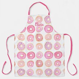 Gepersonaliseerd roze Donut Patroon Schort