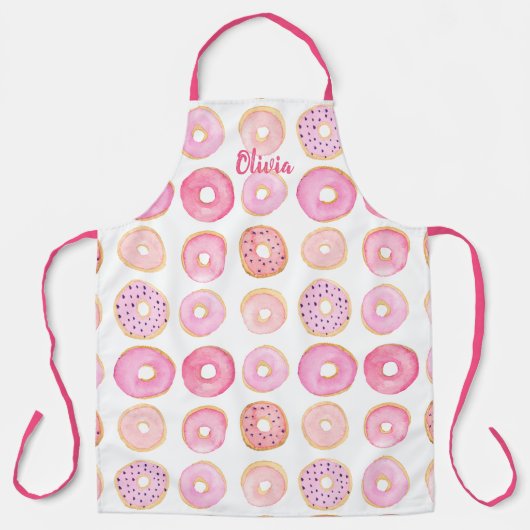 Gepersonaliseerd roze Donut Patroon Schort (Voorkant)
