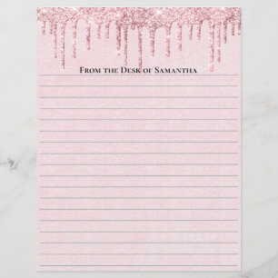 Gepersonaliseerd roze druipende glitters gelinieer