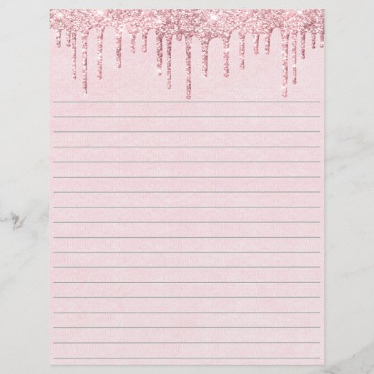 Gepersonaliseerd roze druppelpapier met gelinkt gl (Achterkant)