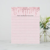 Gepersonaliseerd roze druppelpapier met gelinkt gl (Staand voorkant)