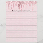 Gepersonaliseerd roze druppelpapier met gelinkt gl (Voorkant)