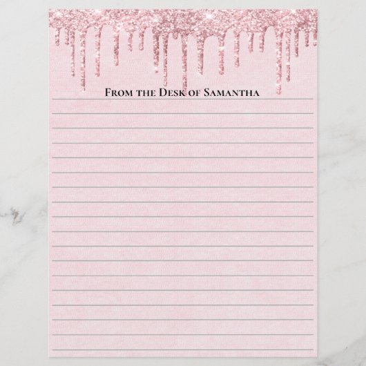 Gepersonaliseerd roze druppelpapier met gelinkt gl (Voorkant)