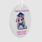 Gepersonaliseerd roze eenhoorn Afstuderen Ornament (voorkant)