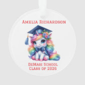 Gepersonaliseerd roze eenhoorn Afstuderen Ornament (achterkant)