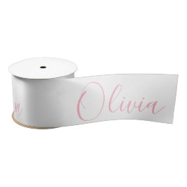 Gepersonaliseerd roze elegant naam modern satin li satijnen lint
