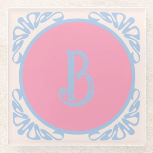 Gepersonaliseerd roze en blauw glazen onderzetter