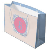 Gepersonaliseerd roze en blauw groot cadeauzakje (Achterkant Gekanteld)