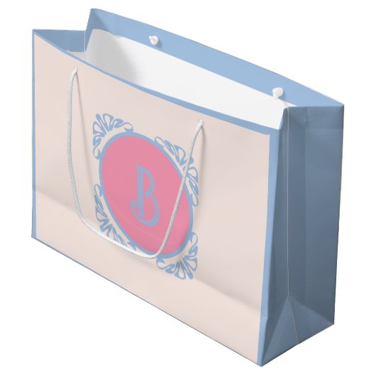 Gepersonaliseerd roze en blauw groot cadeauzakje (Voorkant Gekanteld)