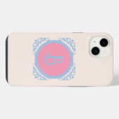 Gepersonaliseerd roze en blauw iPhone hoesje (Achterkant horizontaal)