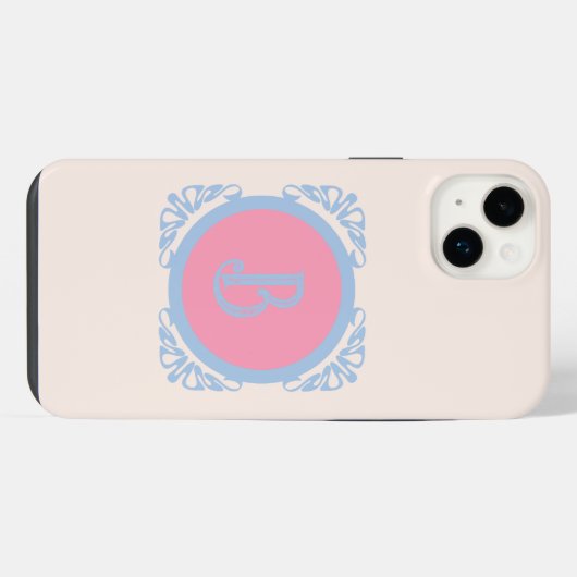 Gepersonaliseerd roze en blauw iPhone hoesje (Achterkant horizontaal)
